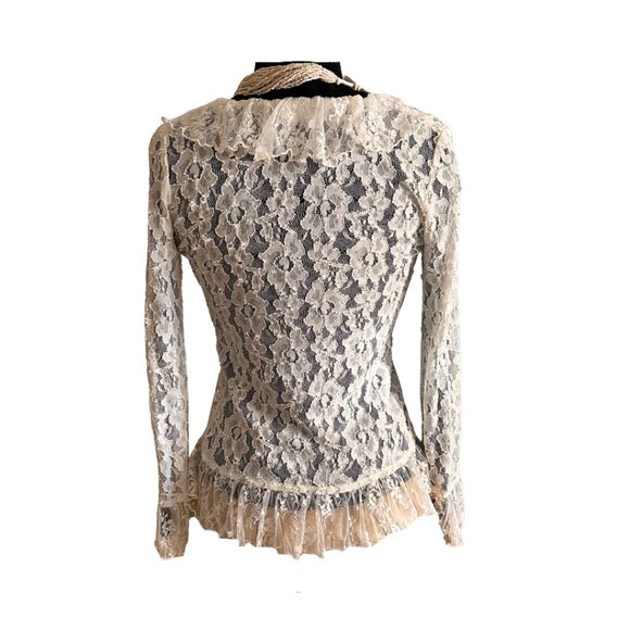 Marrika Nakk Womens Long Sleeve Lace Blouse with necklace. - Picture 2 of 4